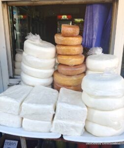 Assorted cheese in Tbilisi market