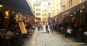 Bouchons lining the street in Lyon France