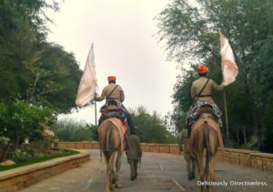 Camel welcome at Suryagarh Jaisalmer
