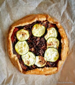 Caramelised onion & zucchini galette