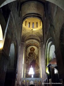 Inside Svetitskhoveli Cathedral near Tbilisi