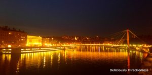 Night view of River Saone Lyon France 1