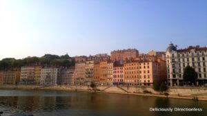 Townhouses lining the Saone Lyon France