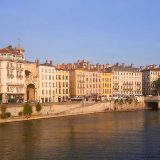Townhouses lining the Saone Lyon France