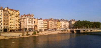 Townhouses lining the Saone Lyon France