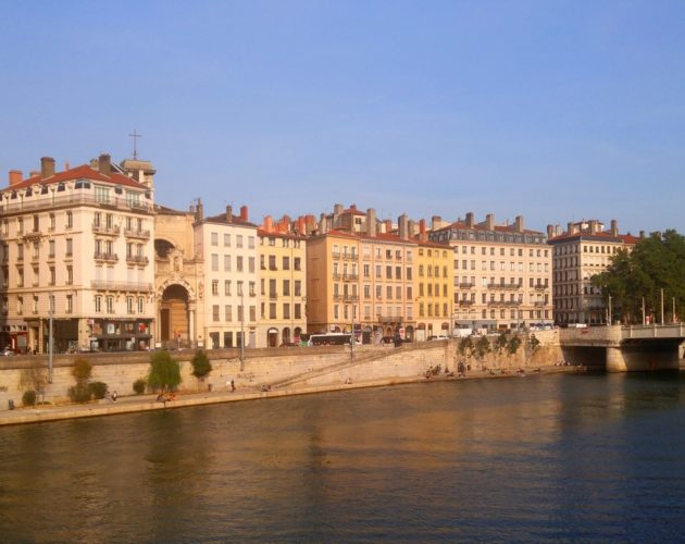Townhouses lining the Saone Lyon France
