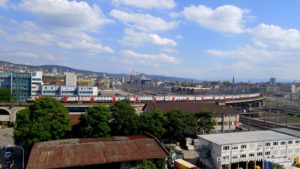 View from Freitag store at Zurich West